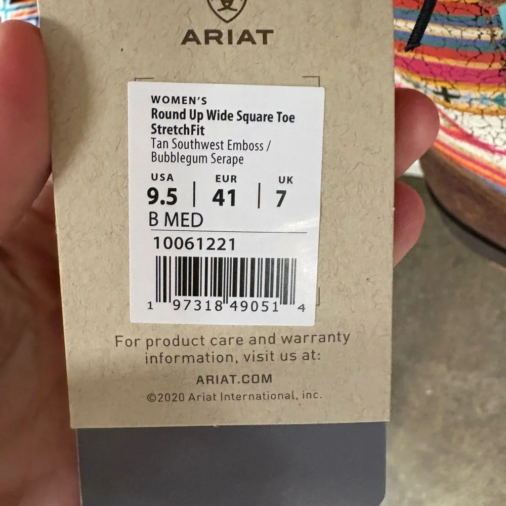 Ariat Brown Round Up western Wide Square Toe StretchFit cowboy boots - Picture 7 of 13